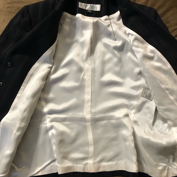 Tahari Suit Blazer Skirt Woman size 6 & 10 p Black stripe professional classy - Picture 7 of 16